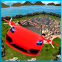 Futuristic Flying Car Driving